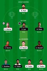 dc vs kkr dream11 team