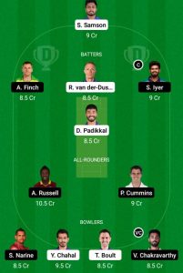 rr vs kkr dream11