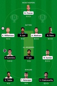 sunriser vs kkr dream11 team