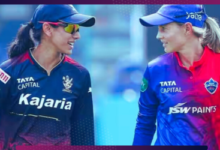 Smriti Mandhana representing Royal Challengers Bangalore women and Meg Lanning representing Delhi Capitals women, both captains, standing together.