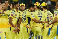 Chennai Super Kings team celebrating after taking wicket in IPL