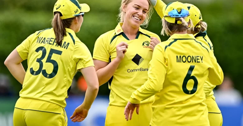 Georgia Wareham celebrating after taking a wicket in Bangladesh