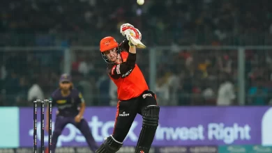 Harry Brook playing a shot in IPL match