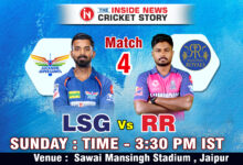 Captains of Rajasthan Royals and Lucknow Super Giants standing together with match details. "Live Today" at Sawai Mansingh Stadium, Jaipur.