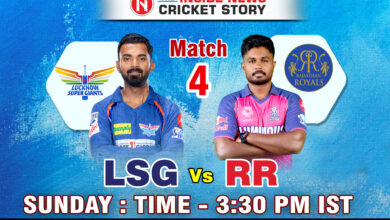 Captains of Rajasthan Royals and Lucknow Super Giants standing together with match details. "Live Today" at Sawai Mansingh Stadium, Jaipur.