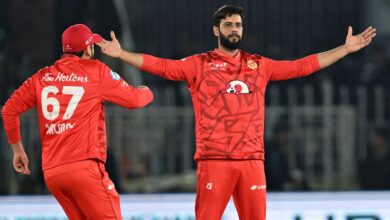 Imad Wasim celebrating after taking a wicket in PSL Final for Islamabad United against Multan Sultans 2024