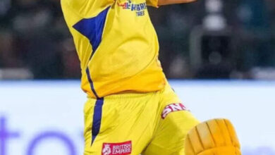 MS Dhoni playing a shot in the CSK vs GT match in IPL 2024