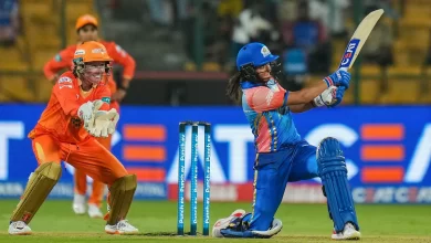 Harmanpreet Kaur playing a shot against Gujarat Giants