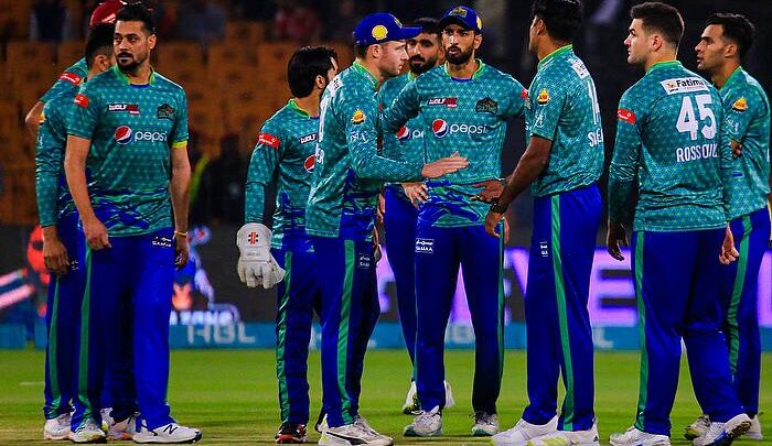 Multan Sultans team celebrating after taking a wicket in PSL 2024