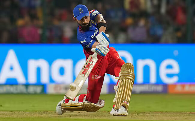 Virat Kohli playing a great shot in IPL 2024 for RCB