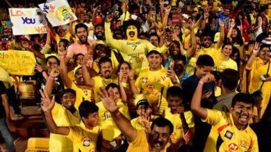 Chennai Super Kings fans cheering in the ground