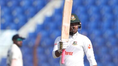 Zakir Hasan playing a great shot in the Test match between Sri Lanka and Bangladesh 2024