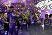 KKR players celebrating after winning the IPL 2024 trophy against SRH