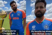 Rohit Sharma with Larry O'Brien Trophy before warm-up match against Bangladesh