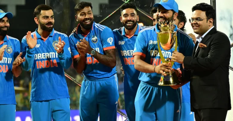 Rohit Sharma celebrating T20 World Cup victory