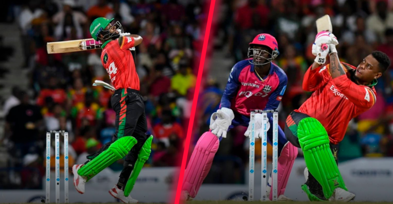 Shai Hope and Shimron Hetmyer batting for Guyana Amazon Warriors during CPL 2024 match against Barbados Royals.