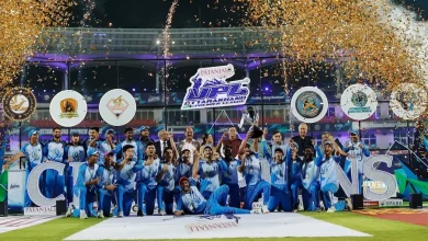 USN Indians celebrating with the UPL 2024 trophy after winning the final