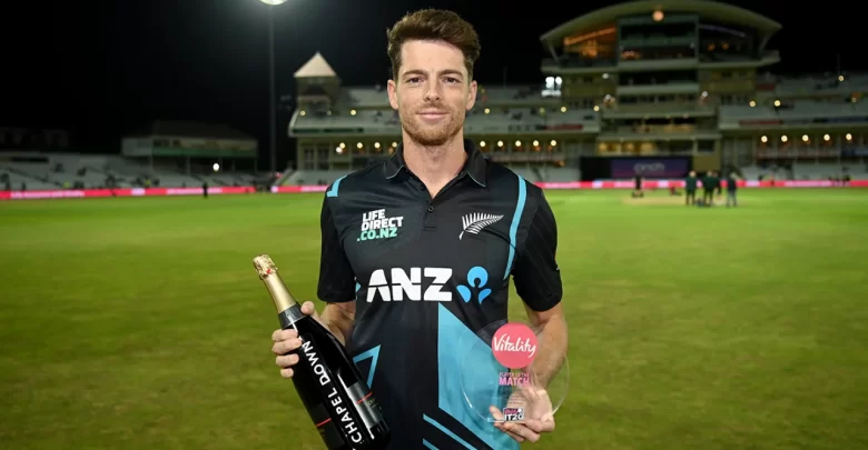 Mitchell Santner leading New Zealand in a T20I match