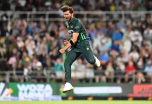 Shaheen Afridi celebrates a key wicket against South Africa during the ODI series at Newlands.