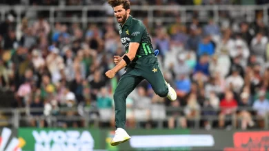 Shaheen Afridi celebrates a key wicket against South Africa during the ODI series at Newlands.