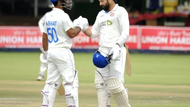 Hashmatullah Shahidi celebrates double century against Zimbabwe.