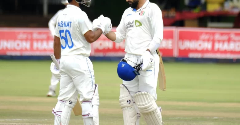 Hashmatullah Shahidi celebrates double century against Zimbabwe.