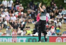 Jacob Duffy in action during New Zealand’s T20I series against Sri Lanka.