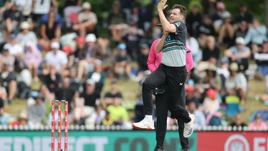 Jacob Duffy in action during New Zealand’s T20I series against Sri Lanka.