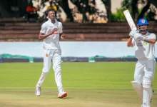 Zimbabwe bowlers celebrating after a crucial wicket against Afghanistan.