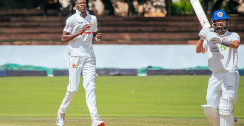 Zimbabwe bowlers celebrating after a crucial wicket against Afghanistan.