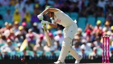 Sam Konstas in action during his Test debut, showcasing his aggressive batting style