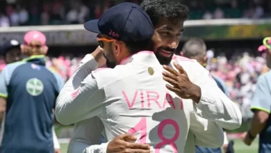 Jasprit Bumrah and Virat Kohli reflect together after India's loss in the Border Gavaskar Trophy final match.