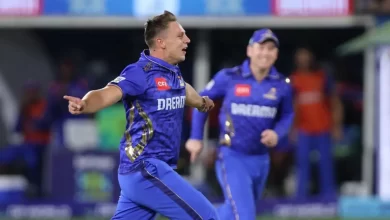 Delano Potgieter celebrates taking five wickets for MI Cape Town in SA20 2025 opener.