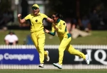 Alana King delivering a match-winning spell in Ashes 2024 against England at Junction Oval.