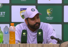 Rohit Sharma reacts during a media interaction after India's defeat at the MCG.