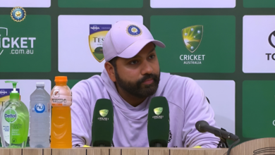 Rohit Sharma reacts during a media interaction after India's defeat at the MCG.