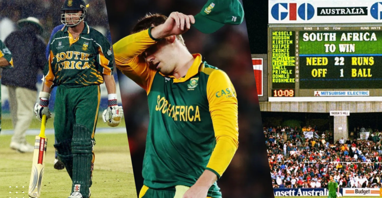 South African cricket team’s unfortunate history with rain-affected ICC matches.