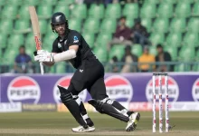 Kane Williamson celebrates his match-winning century against South Africa in the tri-series.