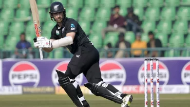 Kane Williamson celebrates his match-winning century against South Africa in the tri-series.