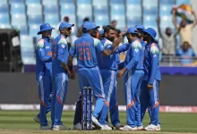 Mohammed Shami celebrates his five-wicket haul in ICC Champions Trophy 2025 match against Bangladesh.