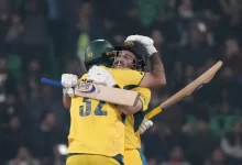 Australia team celebrates after achieving the highest successful chase in ICC ODI tournaments against England in Champions Trophy 2025.