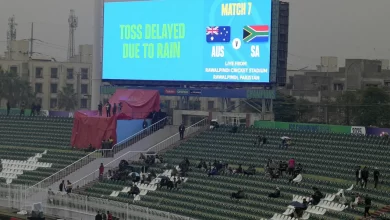 Australia vs South Africa match washed out due to heavy rain in Rawalpindi during the ICC Champions Trophy 2025.