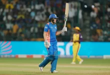 Nat Sciver-Brunt celebrates after leading Mumbai Indians to victory in WPL 2024