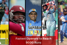 A collage of the top 5 fastest openers to 9000 ODI runs.