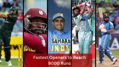 A collage of the top 5 fastest openers to 9000 ODI runs.