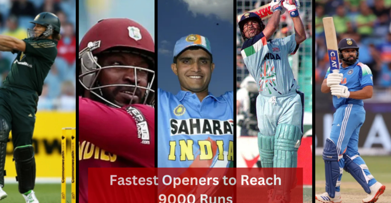 A collage of the top 5 fastest openers to 9000 ODI runs.