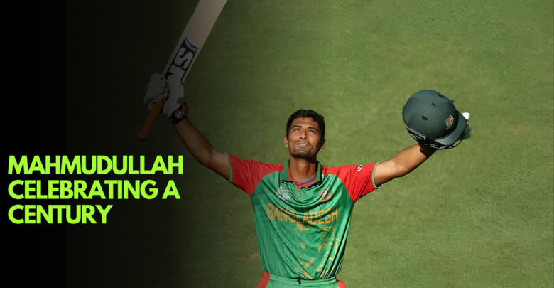 Mahmudullah Riyad celebrates his century during the 2015 ODI World Cup.