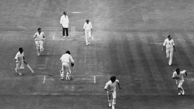 Syed Abid Ali in action during his cricketing career as an all-rounder for India.