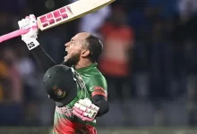 Mushfiqur Rahim celebrating one of his finest ODI moments in Bangladesh cricket.