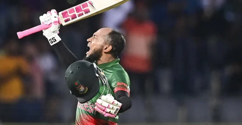 Mushfiqur Rahim celebrating one of his finest ODI moments in Bangladesh cricket.